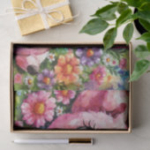 Whimsical Pig Piglet Flowers Decoupage 薄葉紙 (ギフト)