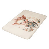 Whimsical Piglet in Pastel Overalls Peach バスマット (アングル)