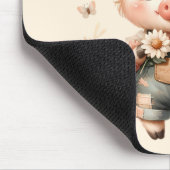 Whimsical Piglet in Pastel Overalls Peach マウスパッド (コーナー)