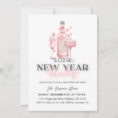Whimsical Pink 2026 New Year Party 招待状 (正面)