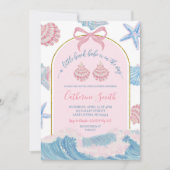 Whimsical Pink and Blue Beach Babe Baby Shower 招待状 (正面)