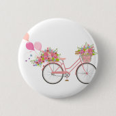 Whimsical Pink Bicycle 缶バッジ (正面)