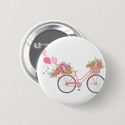 Whimsical Pink Bicycle 缶バッジ (正面&裏面)