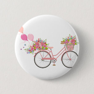 Whimsical Pink Bicycle 缶バッジ