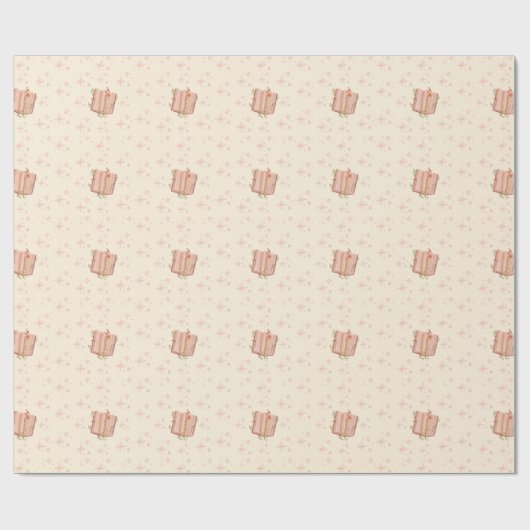 Whimsical Pink Book & Stars ラッピングペーパー (フラット)