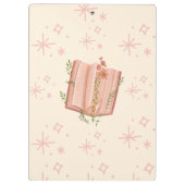 Whimsical Pink Book & Stars Personalized クリップボード (裏面)