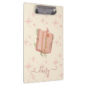 Whimsical Pink Book & Stars Personalized クリップボード (右)