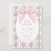 Whimsical Pink Bow Baby Shower 招待状 (正面)