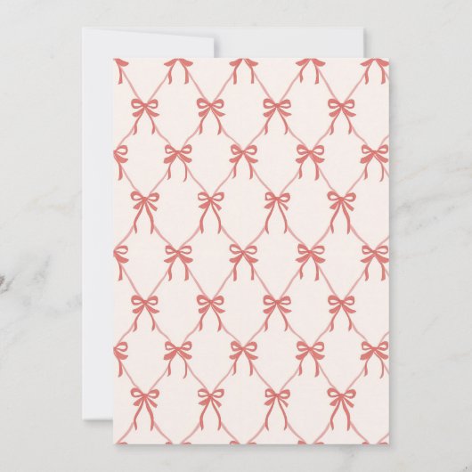 Whimsical Pink Bow Baby Shower Invitation 招待状 (裏面)