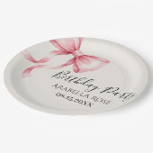 Whimsical Pink Bow Birthday Party ペーパープレート (アングル)