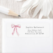 Whimsical Pink Bow Return Address ラベル (インサイチュ)