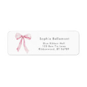 Whimsical Pink Bow Return Address ラベル (正面)
