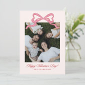 Whimsical Pink Bow Valentine’s Day Photo Card 招待状 (スタンド正面)