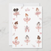 Whimsical Pink Brown Bows Ballerina Birthday 招待状 (裏面)