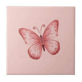   Whimsical Pink Butterfly  タイル