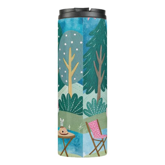 Whimsical Pink Camper Van Camping Scene タンブラー (裏面)