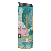 Whimsical Pink Camper Van Camping Scene タンブラー (回転右)