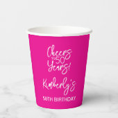 Whimsical Pink Cheers to 50 Years Birthday 紙コップ (裏面)