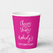 Whimsical Pink Cheers to 50 Years Birthday 紙コップ (正面)