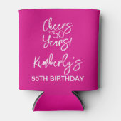 Whimsical Pink Cheers to 50 Years Birthday 缶クーラー (正面)