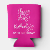 Whimsical Pink Cheers to 50 Years Birthday 缶クーラー (裏面)