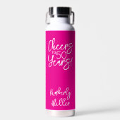 Whimsical Pink Cheers to 50 Years Birthday Classic ウォーターボトル (正面)