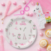 Whimsical Pink Christmas Baby Shower Paper Plates ペーパープレート (パーティー)