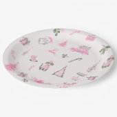 Whimsical Pink Christmas Baby Shower Paper Plates ペーパープレート (アングル)