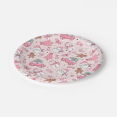 Whimsical Pink Christmas Party ペーパープレート (アングル)