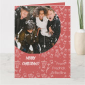 Whimsical Pink Christmas Pattern カード (正面)