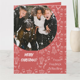 Whimsical Pink Christmas Pattern カード