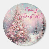 Whimsical Pink Christmas Tree Personalized マグネット (正面)