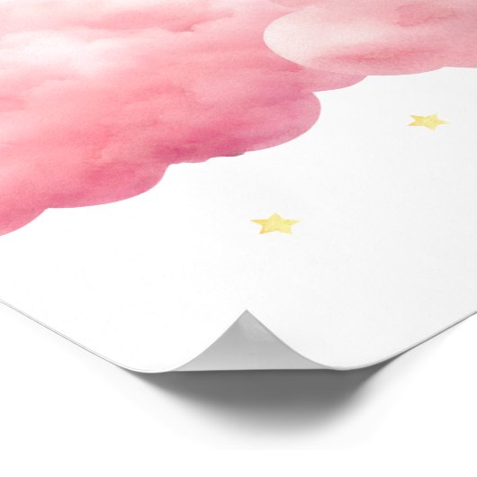 Whimsical Pink Cloud Princess Birthday Welcome ポスター (角)