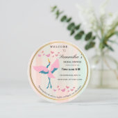 Whimsical Pink Crane Bridal Shower Invitation | Co 招待状 (スタンド正面)