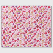 Whimsical Pink Cupid Birthday Balloon Pattern ラッピングペーパー (フラット)