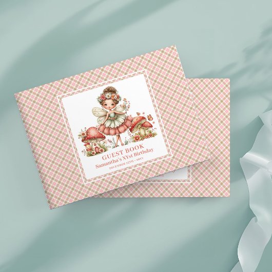 Whimsical Pink Fairy 3rd Birthday Guest Book ゲストブック