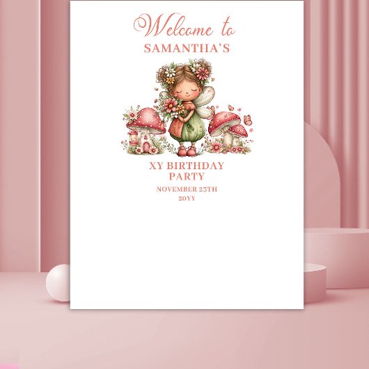 Whimsical Pink Fairy 3rd Birthday Tapestry タペストリー