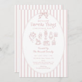 Whimsical Pink Favorite Things Christmas Party 招待状 (正面/裏面)