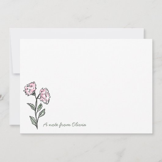 Whimsical Pink Floral Personalized Stationery サンキューカード (正面)