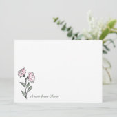 Whimsical Pink Floral Personalized Stationery サンキューカード (スタンド正面)