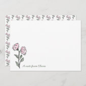 Whimsical Pink Floral Personalized Stationery サンキューカード (正面/裏面)