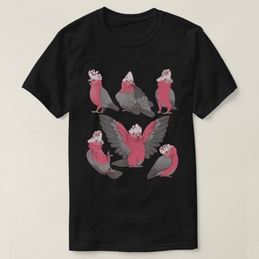 Whimsical Pink Galah Cockatoo Bird Pattern Tシャツ (デザイン正面)