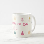Whimsical Pink & Green Christmas Tree Baby Shower コーヒーマグカップ (正面右)