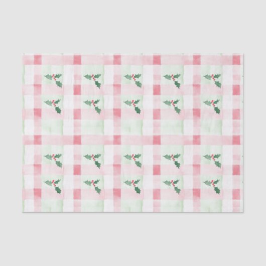 Whimsical Pink Green Retro Christmas  薄葉紙 (正面)