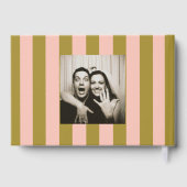 Whimsical Pink Green Striped Scribble Wedding ゲストブック (裏面)