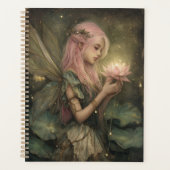Whimsical Pink-Haired Fairy and Lotus Flower プランナー手帳 (正面)