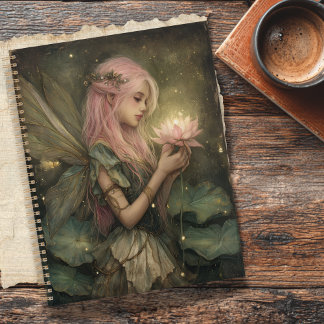 Whimsical Pink-Haired Fairy and Lotus Flower プランナー手帳