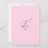 Whimsical Pink Hand Drawn Illustrated Wedding  セーブザデート (裏面)