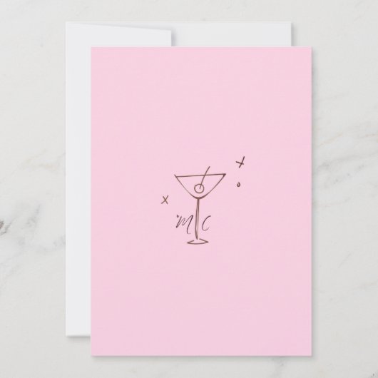 Whimsical Pink Hand Drawn Illustration Wedding  招待状 (裏面)