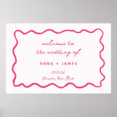 Whimsical Pink Hand Drawn Wedding Welcome ポスター (正面)